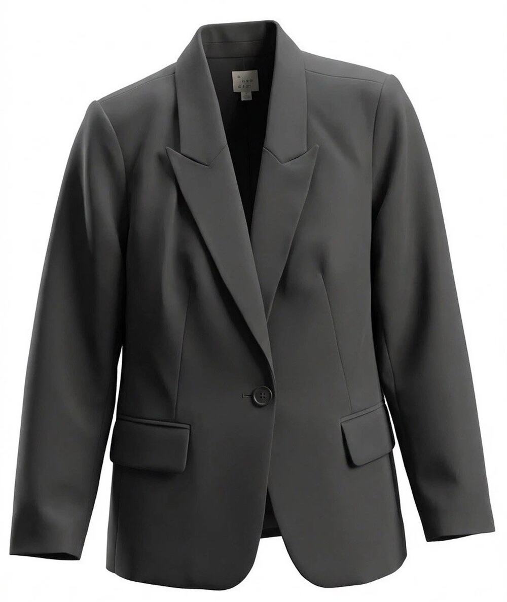A New Day Women’s Black Blazer Jacket Size Large One Button Classic Career